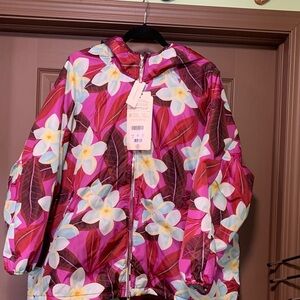 SAVE THE DUCK anthropolgie Floral Raincoat - Pink and White